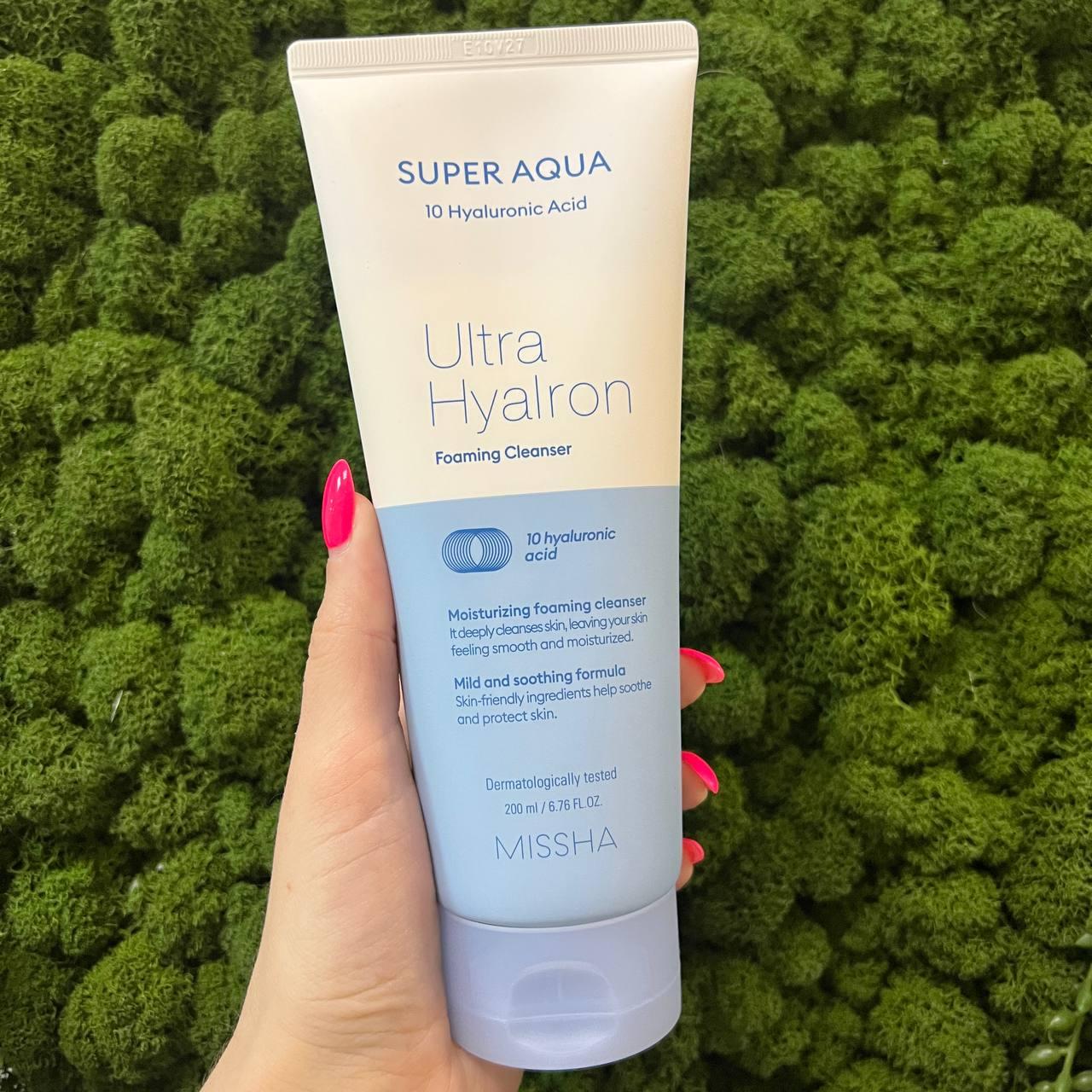 Увлажняющая пенка для лица MISSHA Super Aqua Ultra Hyalron Cleansing Foam, 200 мл - фото 1 - id-p199052410