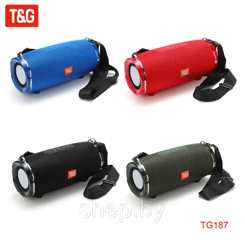 Беспроводная портативная Bluetooth колонка T&G TG-187 Цвет: черный, красный, синий, болотный - фото 1 - id-p199086397