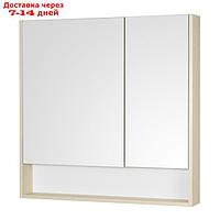 Зеркальный шкаф Aquaton "Сканди 90", цвет белый, дуб верона