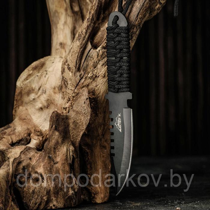 Нож метательный "Форест" в оплетке, Мастер К., черный с зазубринами - фото 2 - id-p199087057
