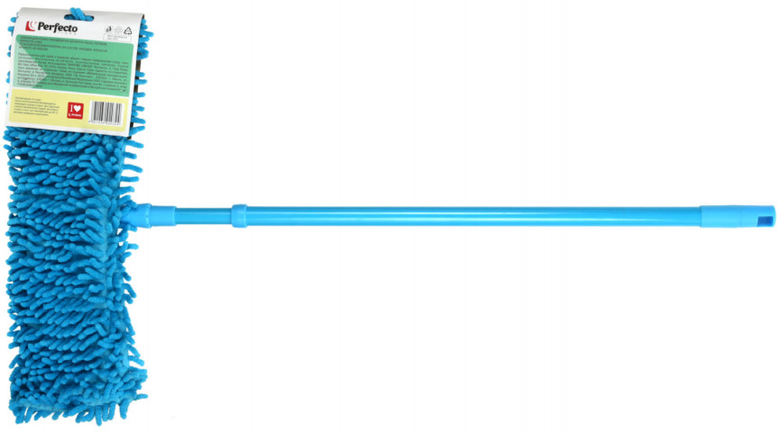 Швабра для пола Perfecto linea размер насадки 42*14 см, длина черенка 64/110 см, голубая - фото 3 - id-p199086976