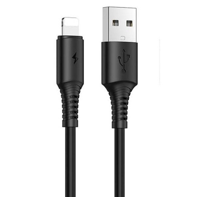 USB кабель Borofone BX47 Coolway Lightning, длина 1 метр (Черный)