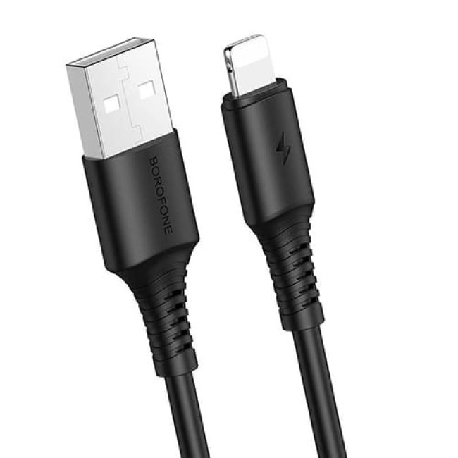 USB кабель Borofone BX47 Coolway Lightning, длина 1 метр (Черный) - фото 2 - id-p199087036