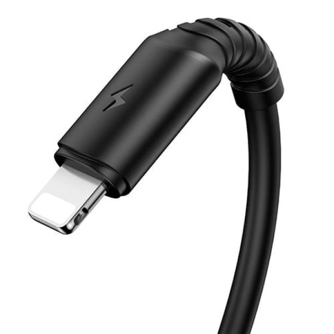 USB кабель Borofone BX47 Coolway Lightning, длина 1 метр (Черный) - фото 5 - id-p199087036