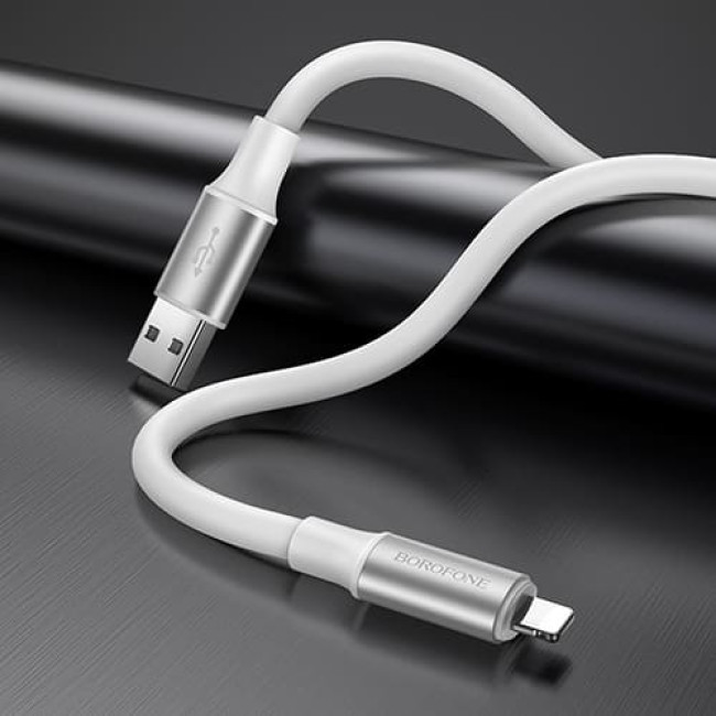 USB кабель Borofone BX82 Bountiful Lightning длина 1 метр (Белый) - фото 4 - id-p199087040