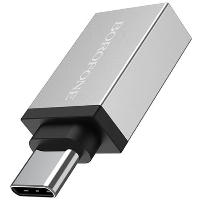 Адаптер OTG Type-C - USB Borofone BV3 (Серебристый) - фото 1 - id-p199087047