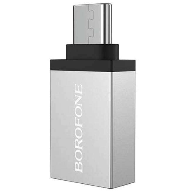 Адаптер OTG Type-C - USB Borofone BV3 (Серебристый) - фото 3 - id-p199087047