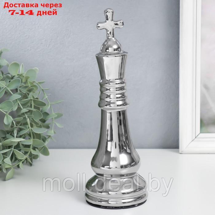 Сувенир керамика "Шахматная фигура. Король" серебро 25х8,2х8,2 см - фото 1 - id-p198972211