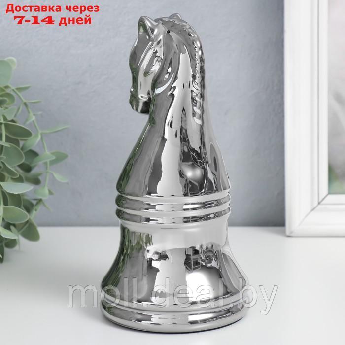 Сувенир керамика "Шахматная фигура. Конь" серебро 20,5х10х10 см - фото 2 - id-p198972219