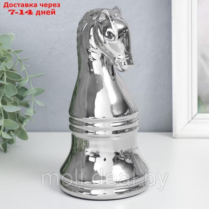 Сувенир керамика "Шахматная фигура. Конь" серебро 20,5х10х10 см - фото 4 - id-p198972219