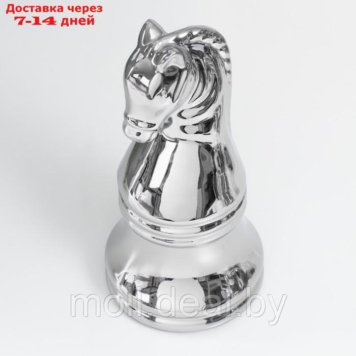 Сувенир керамика "Шахматная фигура. Конь" серебро 20,5х10х10 см - фото 5 - id-p198972219