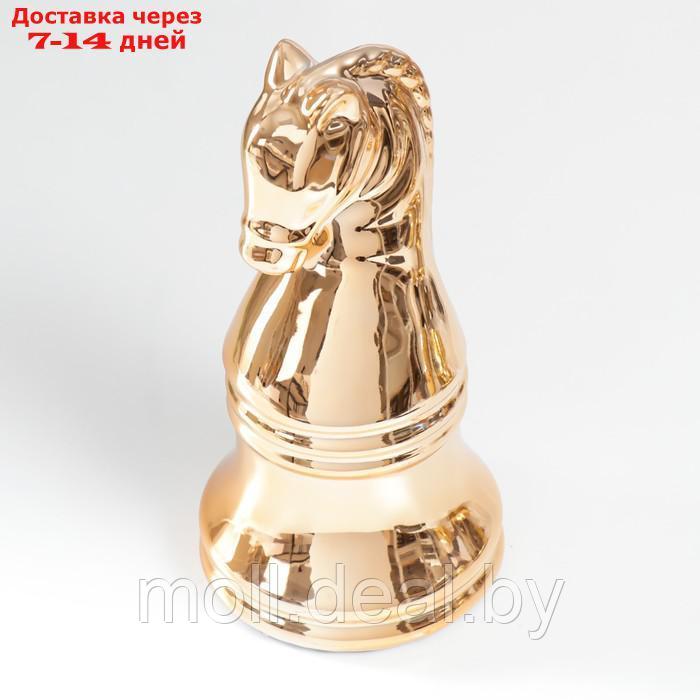 Сувенир керамика "Шахматная фигура. Конь" золото 20,5х10х10 см - фото 5 - id-p198972228