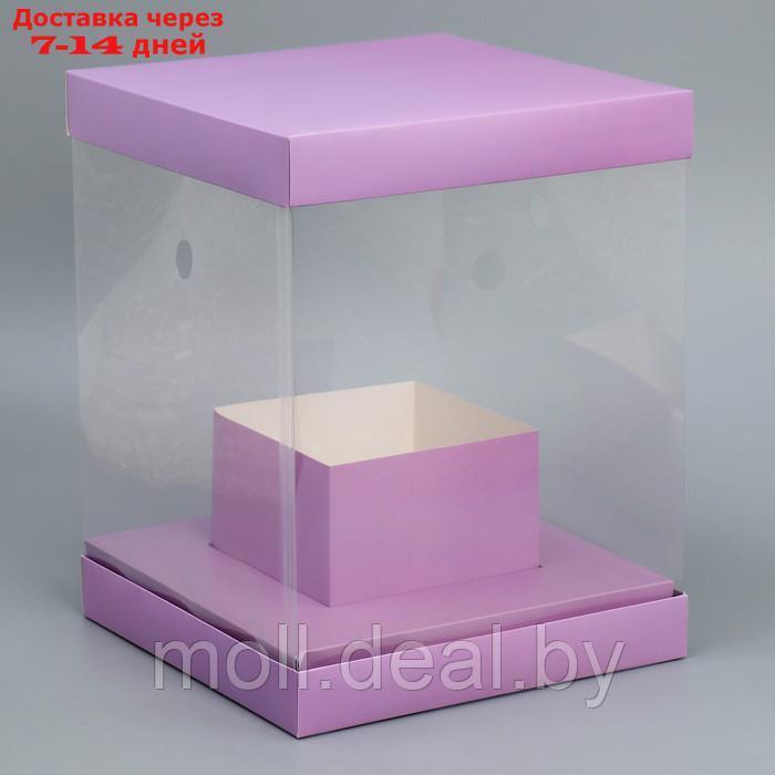 Коробка для цветов с вазой и PVC окнами складная "Лаванда", 23 х 30 х 23 см - фото 2 - id-p198975385