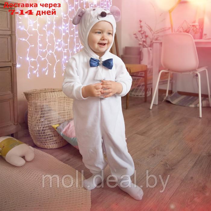 Карнавальный костюм для малышей "Мышонок с бабочкой", велюр, хлопок, рост 74-92 см