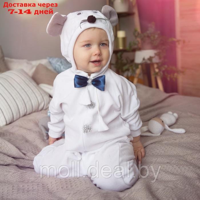 Карнавальный костюм для малышей "Мышонок с бабочкой", велюр, хлопок, рост 74-92 см - фото 2 - id-p198968872