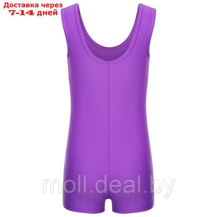 Купальник гимнастический без рукавов, с шортами, лайкра, цвет фиолетовый, размер 42 - фото 10 - id-p198968894