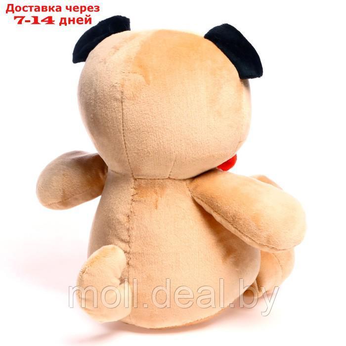 Мягкая игрушка "Собака Мопс", с красным бантиком-бабочка, 25 см - фото 3 - id-p198973558