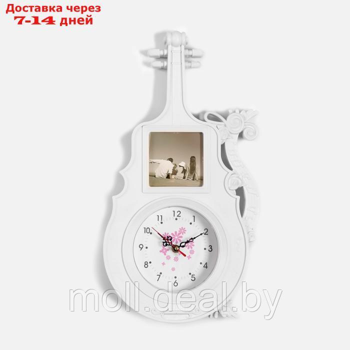 Часы настенные с фоторамкой "Гитара", дискретный ход,1АА, часы d=14 см, 34 х 47 см - фото 1 - id-p198974707