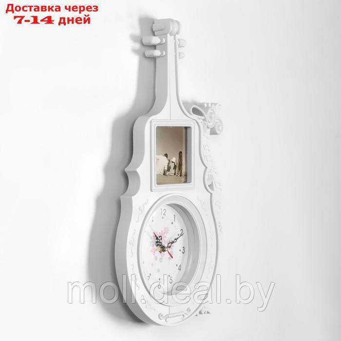 Часы настенные с фоторамкой "Гитара", дискретный ход,1АА, часы d=14 см, 34 х 47 см - фото 2 - id-p198974707