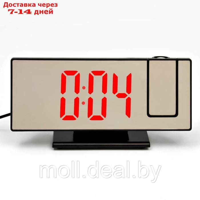 Часы настольные электронные с проекцией: будильник, термометр, календарь, USB, 18.5 x 7.5 см 91977 - фото 1 - id-p198973721