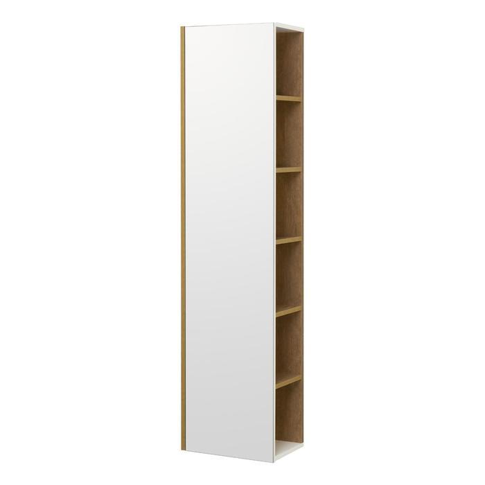 Шкаф-колонна Aquaton «Сканди» с зеркалом, цвет белый, дуб рустикальный, 23 см х 40 см - фото 1 - id-p199098423