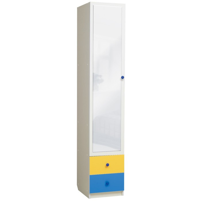 Шкаф с ящиками и зеркалом «Радуга», 400 × 490 × 2100 мм, цвет белый/жёлтый/синий - фото 1 - id-p199105372