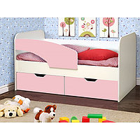 Кровать детская «Дельфин», 2 ящика, 800 × 1900 мм, левая, цвет белый / розовый
