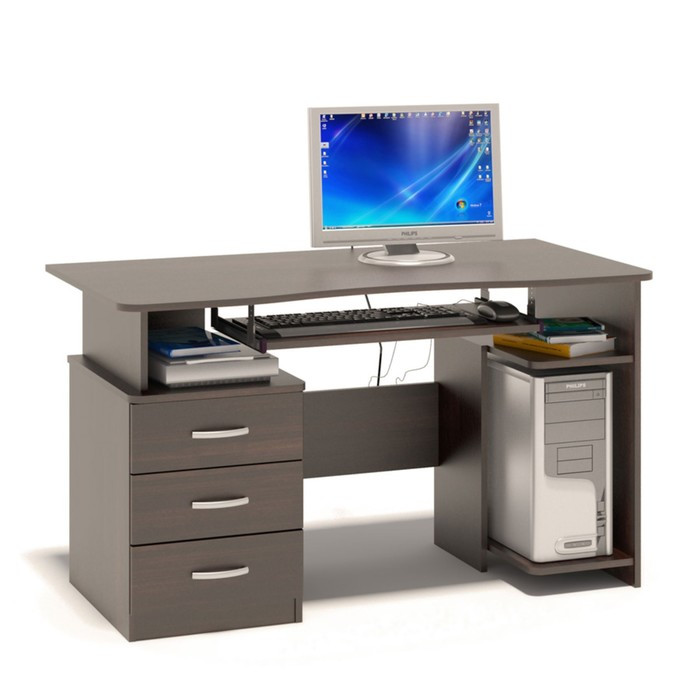 Компьютерный стол, 1300 × 600 × 740 мм, цвет венге - фото 1 - id-p199096540