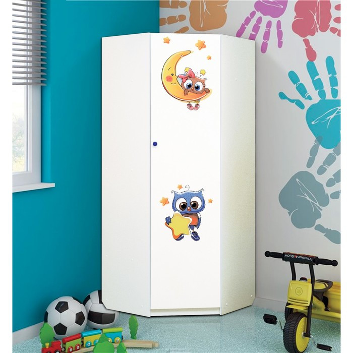 Шкаф угловой детский «Совята 2.1», 850 × 850 × 2100 мм, цвет белый - фото 1 - id-p199105449