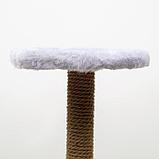 Комплекс-когтеточка угловой "Пижон" с гамаком, 48х48х171 см, джут, искусственный мех, серый, фото 5