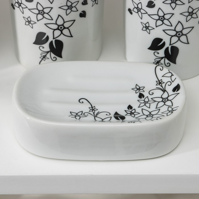 Набор для ванной, 4 предмета (мыльница, дозатор для мыла, 2 стакана), цвет белый - фото 2 - id-p199123941