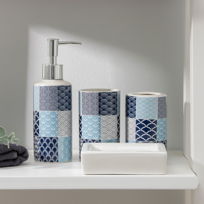 Набор аксессуаров для ванной комнаты «Мозайка», 4 предмета, цвет МИКС - фото 1 - id-p199123958