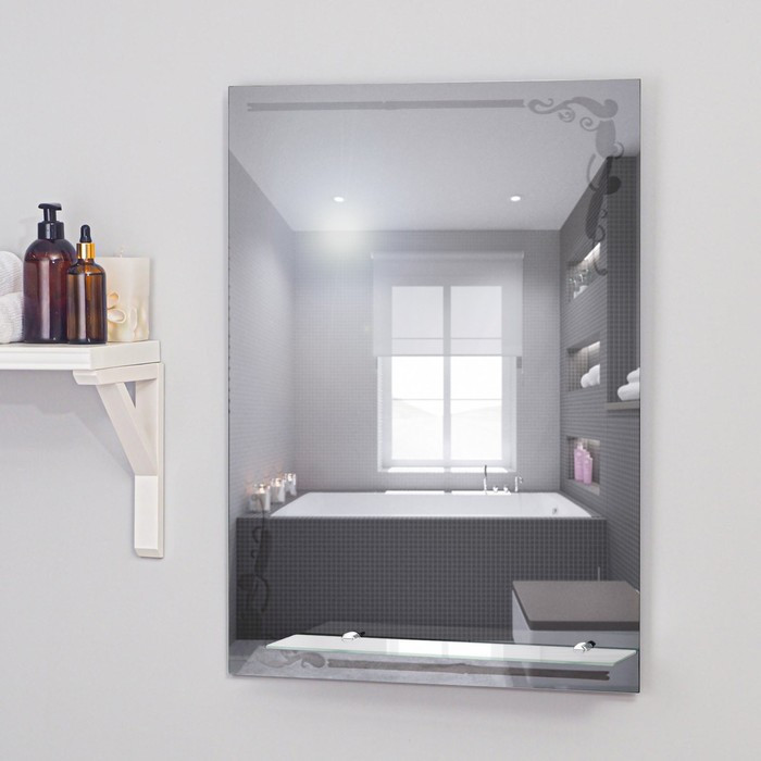 Зеркало «Винтаж», с пескоструйной графикой, настенное, с полочкой, 49×68 см - фото 1 - id-p199094839