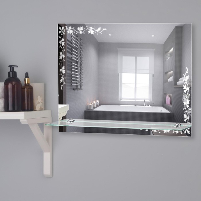 Зеркало, настенное, с полочкой, 60×45 см - фото 1 - id-p199094850