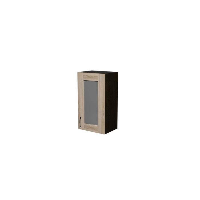 Шкаф навесной Сабрина 400х300х720 с витриной венге/дуб сонома - фото 1 - id-p199106621