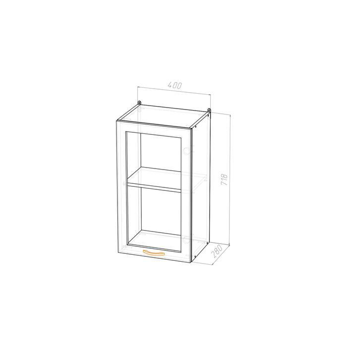 Шкаф навесной Лариса 400х300х720 с витриной белый/латте - фото 2 - id-p199106624
