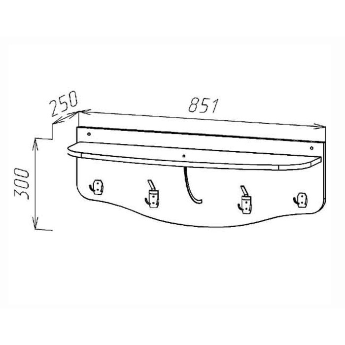 Вешалка настенная, 855х250х300, Ясень шимо - фото 2 - id-p199109617