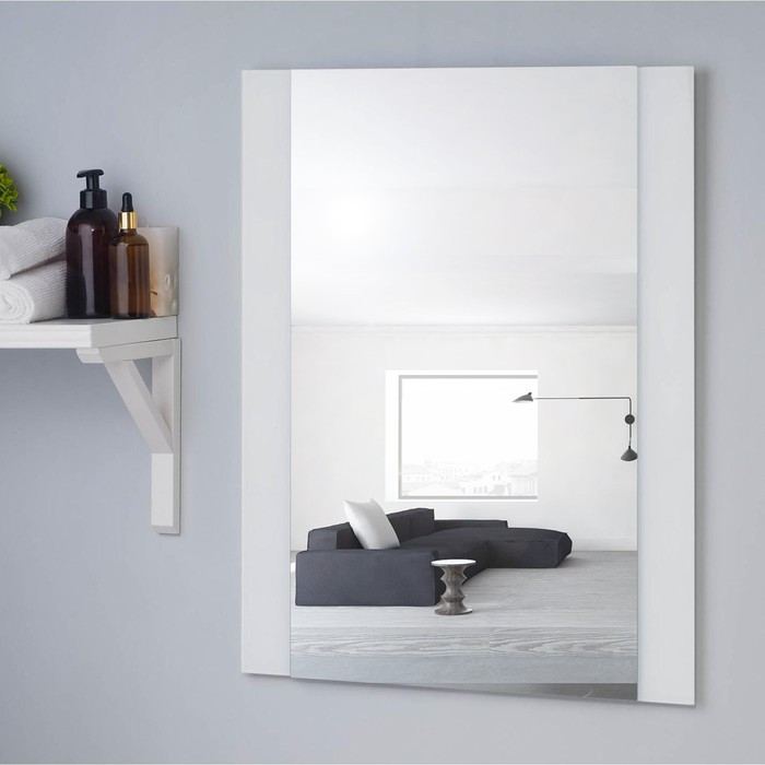Зеркало , настенное, 67х52см, с декоративными вставками (цвет вставки белый) - фото 1 - id-p199094868