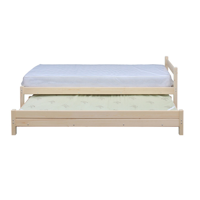 Кровать с выдвижным спальным местом 2 в 1, 800×2000 мм, 800×1900 мм, массив, без покрытия - фото 2 - id-p199102627