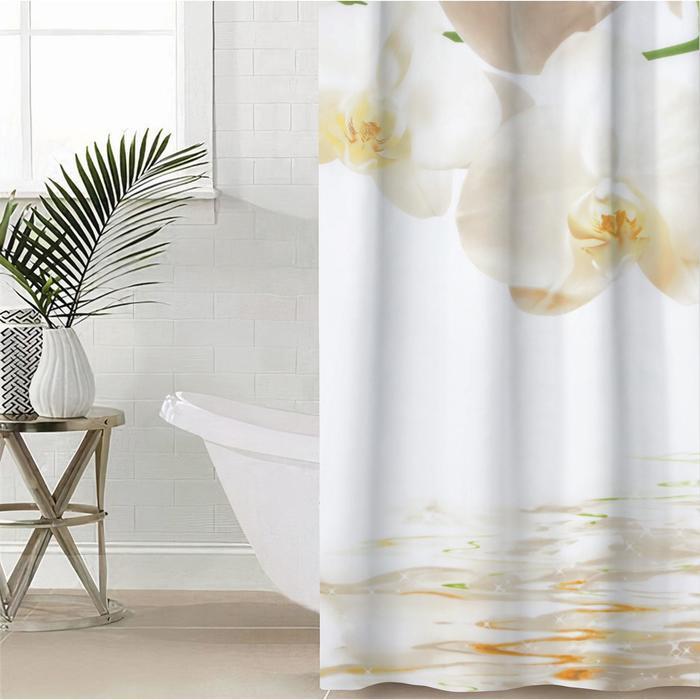 Штора для ванны Доляна «Орхидея над водой», 180×180 см, полиэстер - фото 1 - id-p199124997