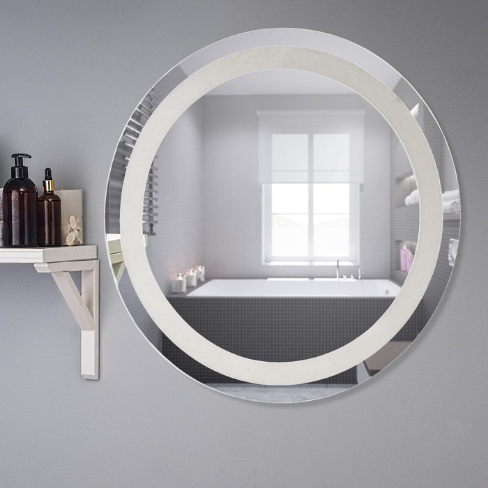 Зеркало круглое, D= 65 см с 2 пластинами, с пескоструйной графикой - фото 1 - id-p199094889