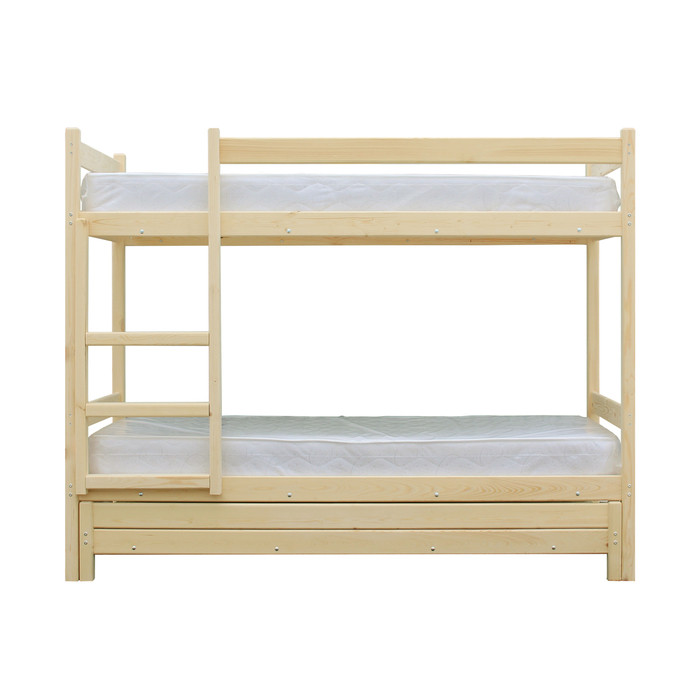 Двухъярусная кровать с выдвижным спальным местом 3 в 1, 800 × 2000 мм, 800 × 1900 мм, сосна - фото 1 - id-p199102666