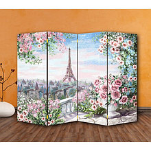 Ширма "Картина маслом. Розы и Париж", двухсторонняя, 200 х 160 см