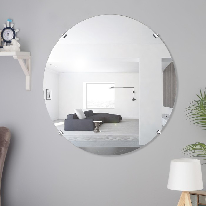 Зеркало, настенное, 100х100 см, с 4 подвесками - фото 1 - id-p199094954