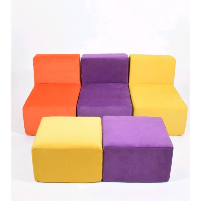 Кресло угловое - модуль «Тетрис», размер 80 х 80 см, цвет оранжевый, велюр - фото 2 - id-p199120259