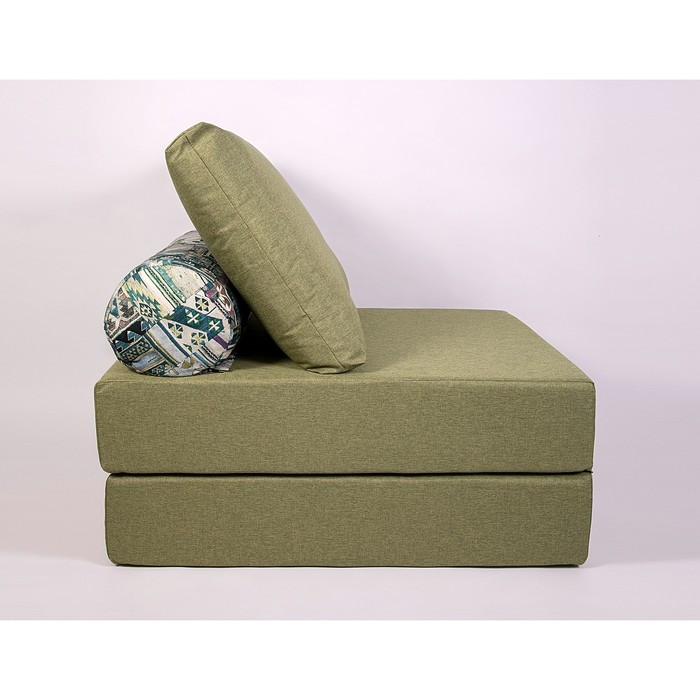 Кресло-кровать «Прайм» с матрасиком, размер 75×100 см, цвет оливковый, рогожка, велюр - фото 3 - id-p199120263