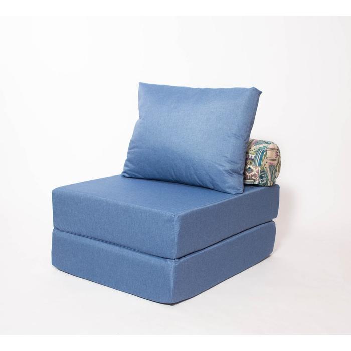 Кресло - кровать бескаркасное «Прайм» с накидкой - матрасиком, размер 75 x 100 x 90 см, цвет деним - фото 1 - id-p199120268