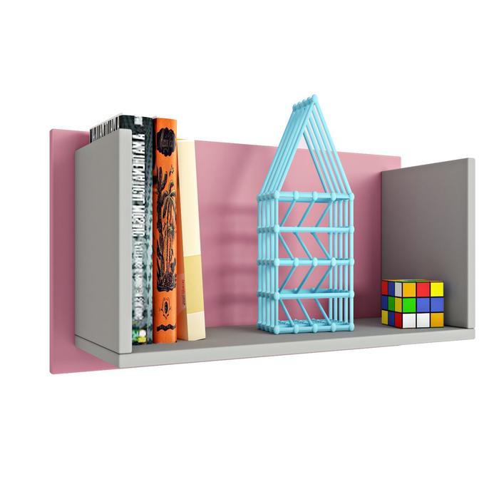 Полка книжная Mirum, 60 × 35 × 26 см, цвет серый/розовый - фото 1 - id-p199104768