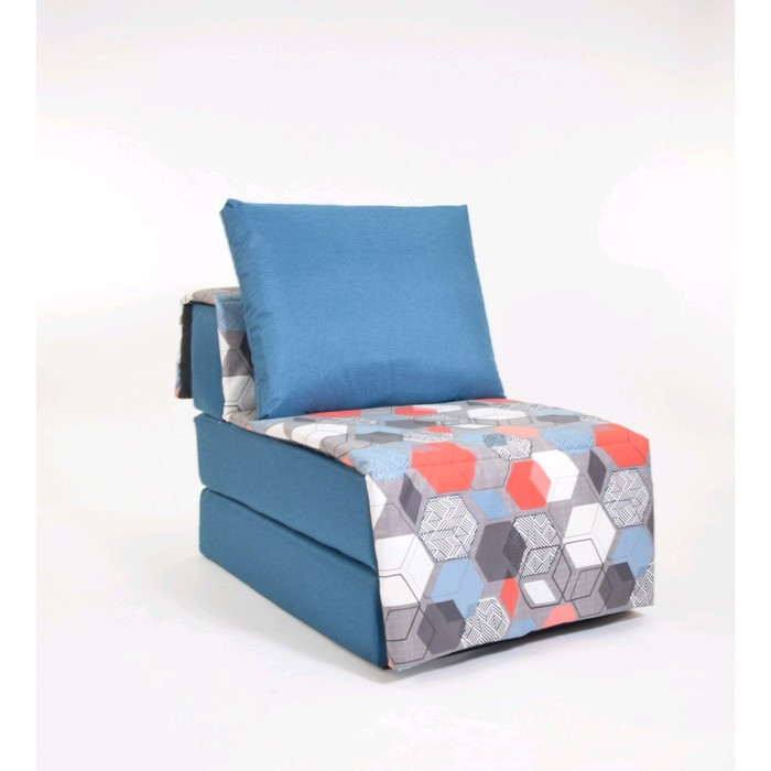 Кресло - кровать «Харви» с накидкой - матрасиком, размер 75 х 100 см, цвет синий, принт геометрия, рогожка - фото 1 - id-p199120275