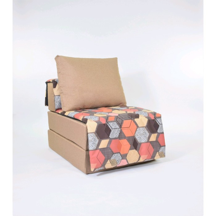 Кресло - кровать «Харви» с накидкой - матрасиком, размер 75 х 100 см, цвет песочный, принт геометрия, рогожка - фото 2 - id-p199120278